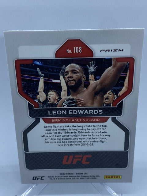 2022 Panini UFC Prizm Leon Edwards Silver Prizm Refractor #108