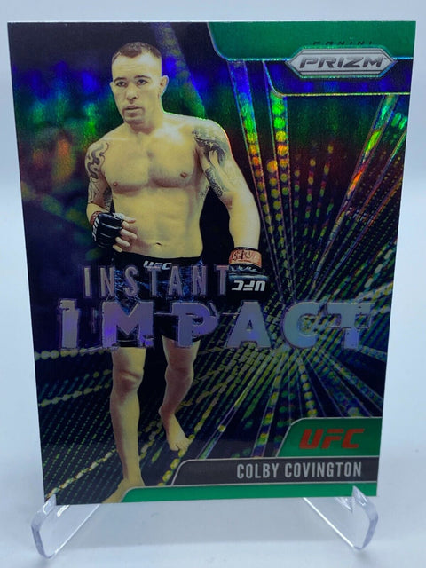 2021 PANINI UFC PRIZM COLBY COVINGTON INSTANT IMPACT GREEN PRIZM CARD #3