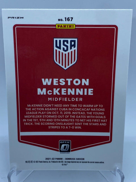 2021-22 Donruss Road to Qatar WESTON MCKENNIE Optic Green Velocity  #167