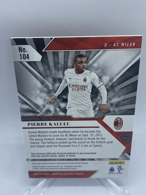 21-22 Panini Chronicles XR Serie A Soccer Pierre Kalulu RC /500 Patch