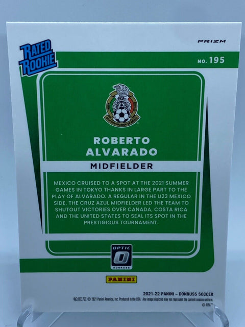 2021-22 DONRUSS SOCCER #195 ROBERTO ALVARADO OPTIC GREEN VELOCITY RATED ROOKIE