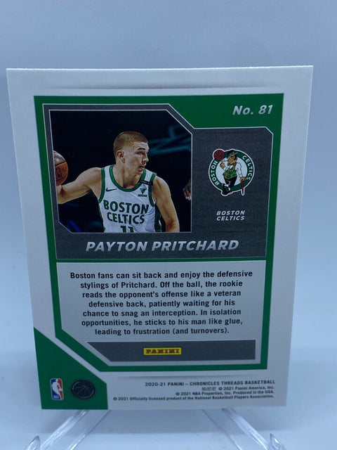 PAYTON PRITCHARD RC ROOKIE CARD THREADS #81 PANINI NBA CHRONICLES 2020/21