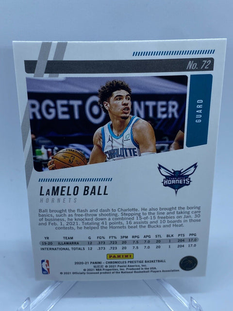 LaMelo Ball # 72 Rookie Prestige RC 2020-21 Chronicles Panini NBA Card